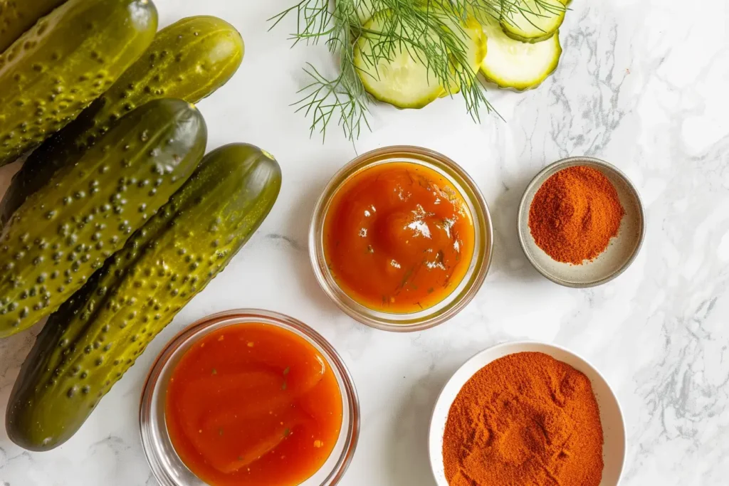 Close-up of sliced cucumbers in chamoy sauce with chili flakes and sesame seeds in a mason jar